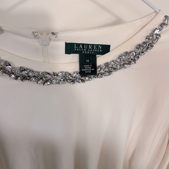 Lauren Ralph Lauren Winter White Rhinestones necklace Dress US 12 - Picture 4 of 6